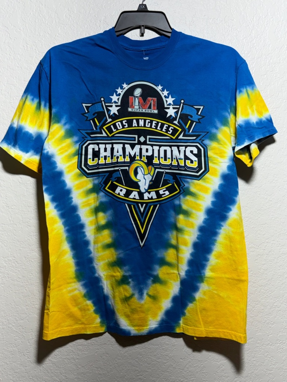 Rams Champions Tie-Dye T-Shirt - Blue & Yellow
